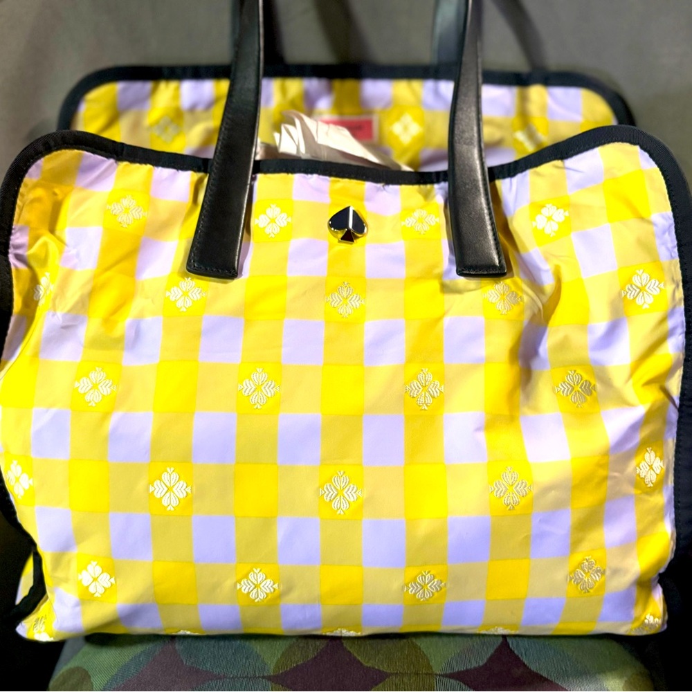 Kate Spade Yellow Checkered Tote Bag